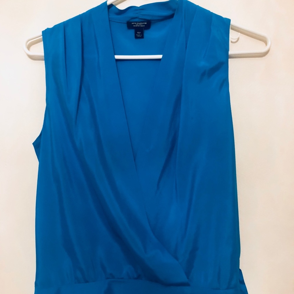 Blue silk blouse